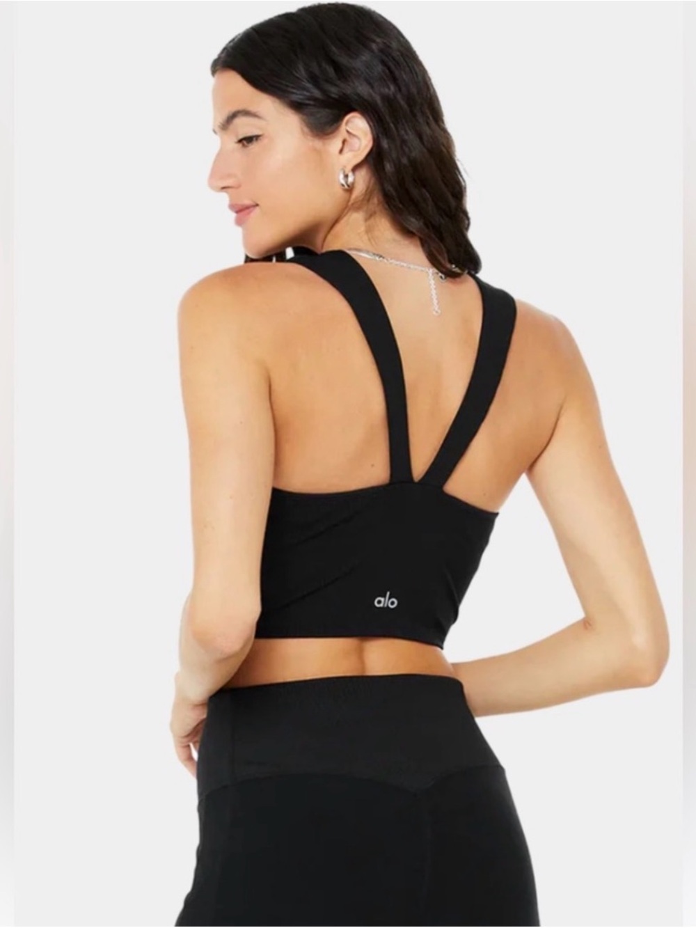 ALO Yoga Black V-Back Strappy Sports Bra